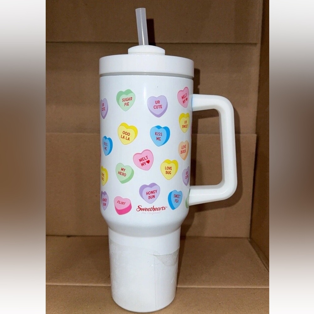Sweethearts White Travel Mug with Colorful Heart Design new